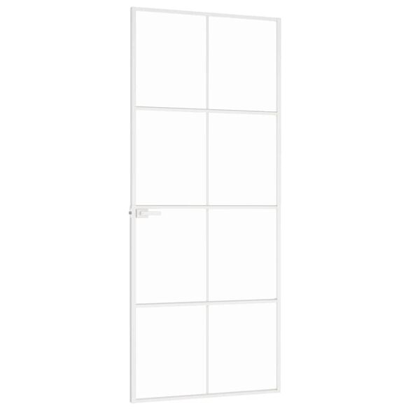 vidaXL Ușă de interior alb 83x201,5 cm sticlă securiz. / aluminiu slim