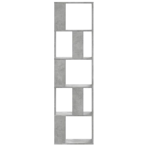 vidaXL Bibliotecă cu 5 niveluri gri beton 45x23,5x162,5 cm lemn