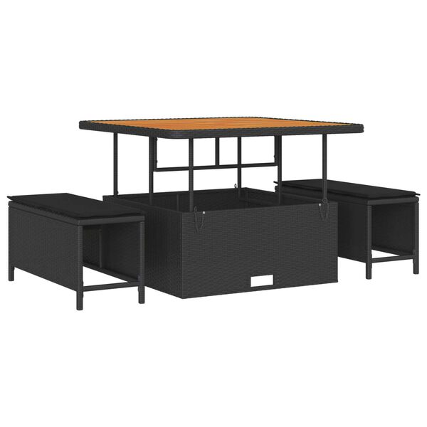 vidaXL Set de canapele pentru grădină cu pernă 8 pcs Negru Rattan poli