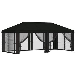 vidaXL Copertină pentru Foișor cu Perete laterale 6 x 3 m Negru