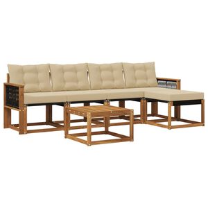 vidaXL Set de canapele de exterior cu pernă 6 pcs Natural și Bej