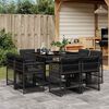 vidaXL Set mobilier de grădină cu perne, 9 piese, negru, poliratan