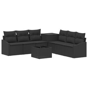 vidaXL Set de canapea 8 buc. Negru Ratan poli și Oțel