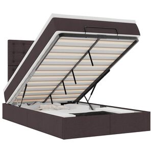 vidaXL Cadru de pat otoman cu saltea țesătură maro &icirc;nchis 120x190 cm