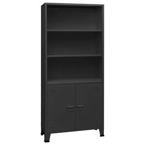 vidaXL Bibliotecă industrială, antracit, 80x32x180 cm, oțel