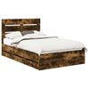 vidaXL Cadru de pat Stejar fumuriu 135 x 190 cm Lemn Ingineresc