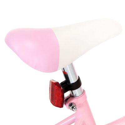 vidaXL Bicicletă copii cu suport frontal, alb și roz, 14 inci
