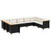 vidaXL Set mobilier de grădină cu perne, 9 piese, negru, poliratan