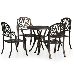 vidaXL Set mobilier bistro, 5 piese, bronz, aluminiu turnat