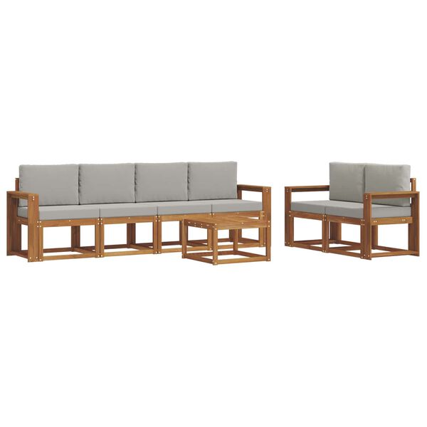 vidaXL Set de canapele de exterior 7 pcs Gri natural și deschis