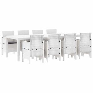 vidaXL Set de masă pentru grădină 9 pcs Gri deschis Ratan Polt