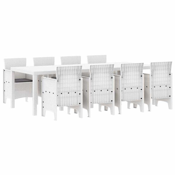 vidaXL Set de masă pentru grădină 9 pcs Gri deschis Ratan Polt