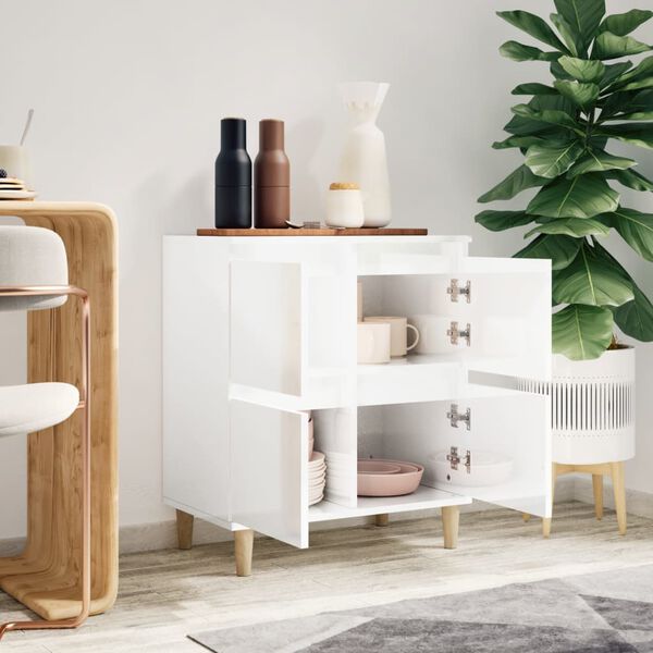 vidaXL Servantă, alb extralucios, 60x35x70 cm, lemn prelucrat