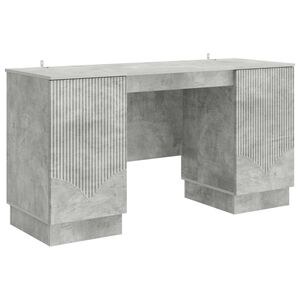 vidaXL Birou cu raft Gri Beton 142,5 x 50 x 75 cm Lemn prelucrat