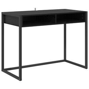 vidaXL Birou cu depozitare Stejar Negru 100 x 50 x 75 cm Lemn compozit