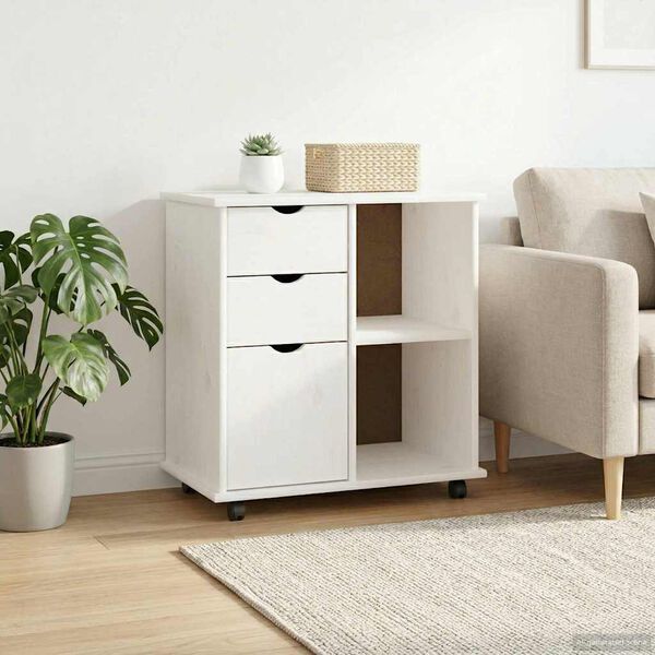 vidaXL Cabinet mobil Alb 63,5 x 39 x 65,5 cm Lemn de pin masiv