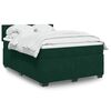 vidaXL Pat box spring cu saltea, verde &icirc;nchis, 140x190 cm, catifea