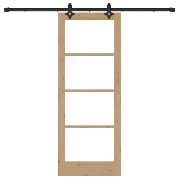 vidaXL Ușă glisantă natural 78 x 202 cm Lemn masiv de pin și sticlă