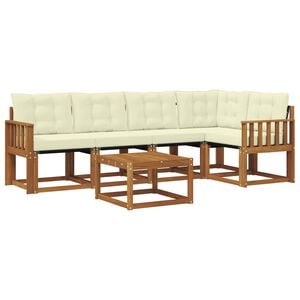 vidaXL Set de canapele de exterior 6 buc. Natural și Crem