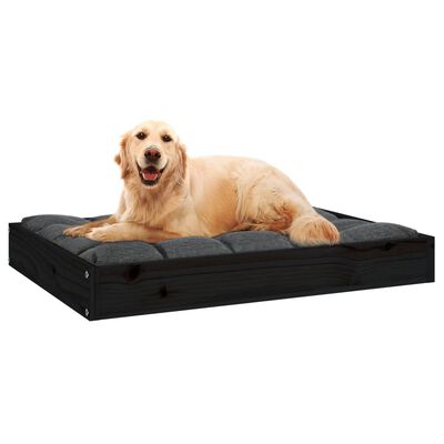 vidaXL Pat pentru câini, negru, 71,5x54x9 cm, lemn masiv de pin
