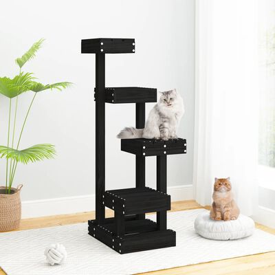 vidaXL Ansamblu de pisici, negru, 45,5x49x103 cm, lemn masiv de pin
