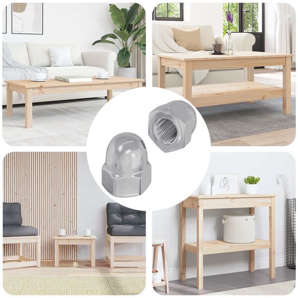 vidaXL Nuci Acorn 2 pcs Argintiu 12,8 x 12,8 x 6,5 cm Oțel