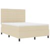 vidaXL Pat cu arcuri cu saltea cu headboard Crem 140 x 200 cm țesătură