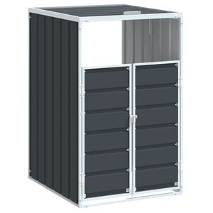 vidaXL Depozitare coș gunoi cu roți 1 coș antracit 72x81x115 cm oțel