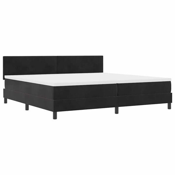 vidaXL Pat cu arcuri cu saltea cu headboard Negru 200 x 200 cm Catifea