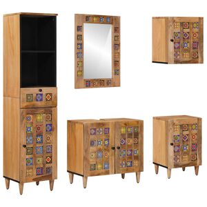 vidaXL Set de mobilier pentru baie 5 pcs natural Lemn de mango solid