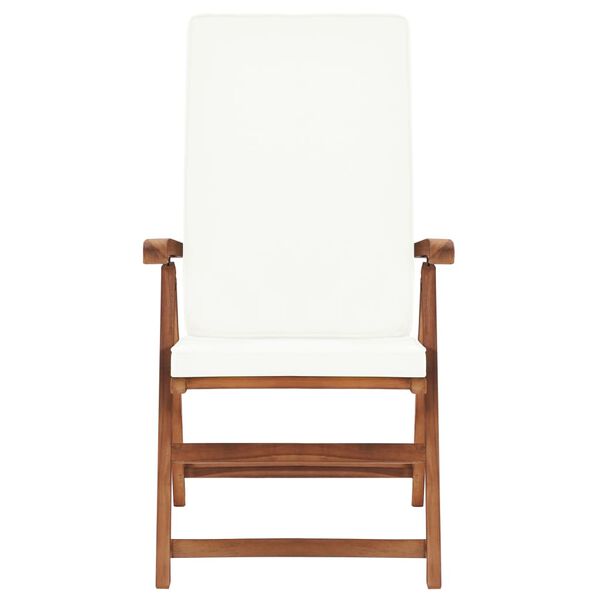 vidaXL Scaune grădină rabatabile cu perne 2 buc. crem lemn masiv tec