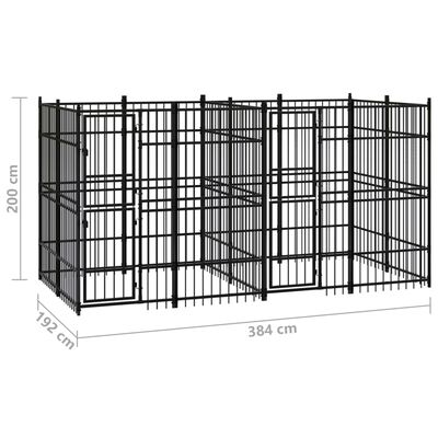 vidaXL Padoc pentru câini de exterior, 7,37 m², oțel