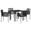 vidaXL Set de masă pentru grădină 5 pcs Negru Ratan PE