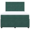 vidaXL Pat box spring cu saltea, verde &icirc;nchis, 140x190 cm, catifea