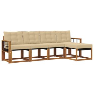 vidaXL Set de canapele de exterior cu pernă 5 pcs Natural și Bej