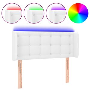 vidaXL Tăblie de pat cu LED, alb, 83x16x78/88 cm, piele ecologică
