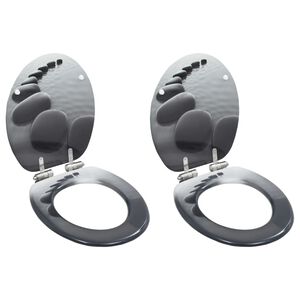 vidaXL Capace WC cu &icirc;nchidere silențioasă, 2 buc., MDF, design pietre