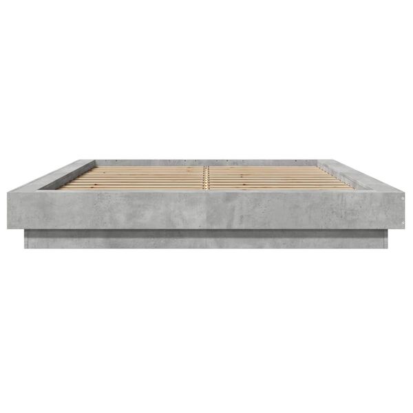 vidaXL Cadru de pat, gri beton, 120x190 cm, lemn prelucrat