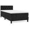 vidaXL Pat box spring cu saltea, negru, 80x200 cm, catifea