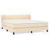 vidaXL Pat box spring cu saltea, crem, 160x200 cm, material textil
