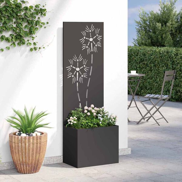 vidaXL Ecran de intimitate pentru grădină Floral Negru 50 x 140 cm