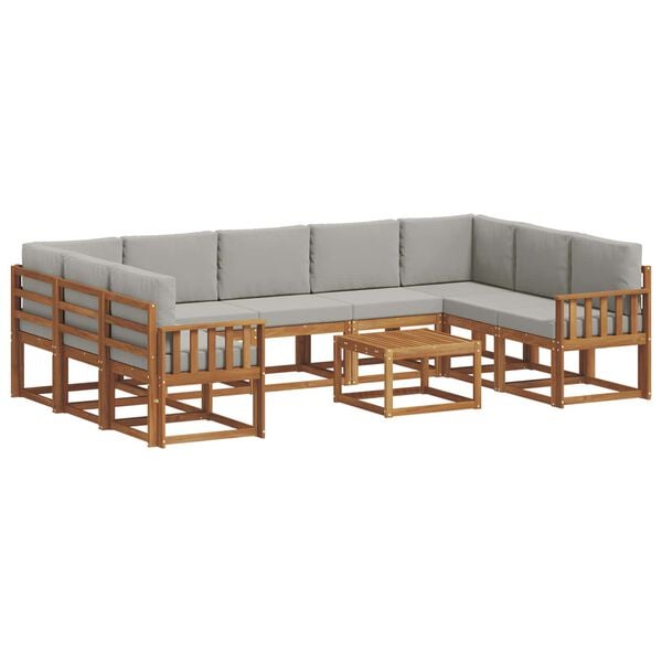 vidaXL Set de canapele de exterior 10 pcs Gri natural și deschis