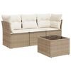 vidaXL Set canapele de grădină, 4 piese, cu perne, bej, poliratan
