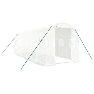 vidaXL Seră cu cadru din oțel, alb, 12 m&sup2;, 6x2x2 m