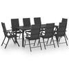 vidaXL Set mobilier de grădină, 9 piese, negru