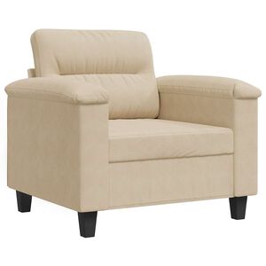 vidaXL Fotoliu canapea, crem, 60 cm, textil microfibră