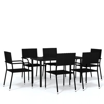 vidaXL Set de mobilier pentru grădină, 7 piese, negru
