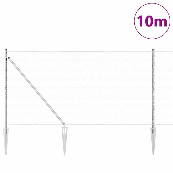 vidaXL &Icirc;ngrădire cu st&acirc;lpi Argintiu 1.2 x 10 m otel acoperit cu PVC