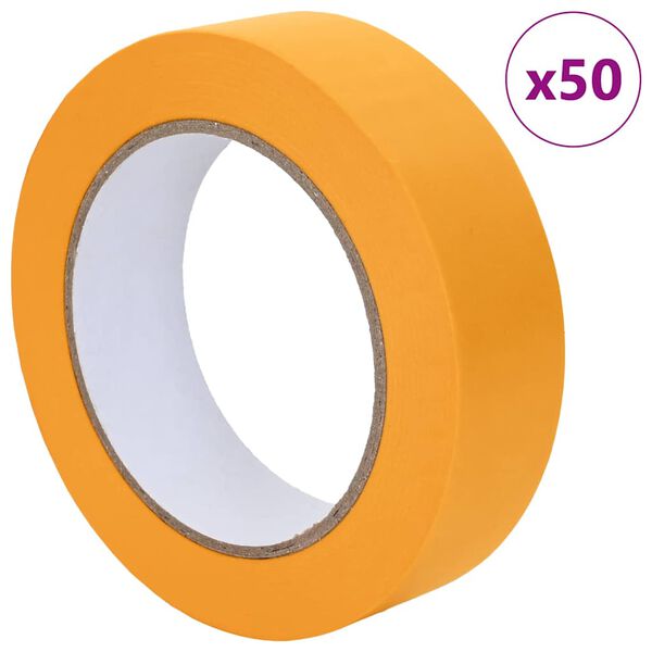 vidaXL Bende de Mascare pentru Pictori 50 pcs Galben 25mm x 50m H&acirc;rtie