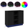 vidaXL Bufet LED Stejar Negru 90 x 32 x 75 cm Lemn compozit